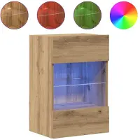 vidaXL Armoires murales avec lampes LED pour TV 2 pcs. Chêne Artisan