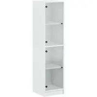 vidaXL Highboard avec portes en verre blanc 35x37x142 cm