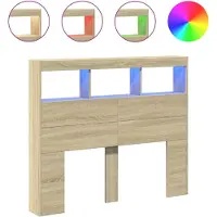 vidaXL Tête de lit LED avec étagères Chêne Sonoma 120x17x102 cm
