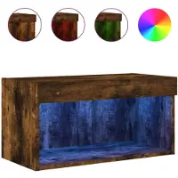 vidaXL Armoire TV avec lampes LED chêne fumé 60x30x30 cm