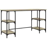 vidaXL Bureau Chêne Sonoma 140x50x75 cm Métal Matériau bois
