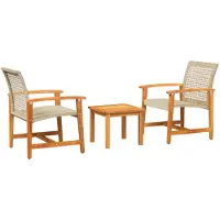 vidaXL Ensemble Bistro 3 pièces Beige Poly rotin et acacia