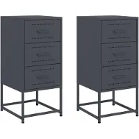 vidaXL Tables de chevet 2 pcs anthracite 36x39x78 cm acier