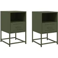 vidaXL Tables de chevet 2 pcs vert olive 36x39x60,5 cm acier