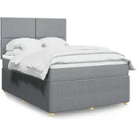 vidaXL Lit boxspring avec matelas gris clair 160x200 cm Tissu