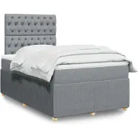 vidaXL Lit boxspring avec matelas gris clair 120x200 cm Tissu