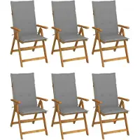 vidaXL Chaises de jardin pliantes 6 pcs. avec coussins en bois massif d'acacia