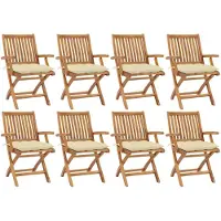 vidaXL Chaises de jardin pliantes avec coussins 8 pcs. Bois massif teck