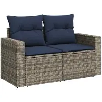 vidaXL Ensemble de 7 canapés de jardin avec coussins, gris, polyrattan