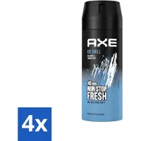 Axe Ax – Déodorant spray pour le corps – 48 heures de fraîcheur – Ice Chill – Menthe glacée & citron – 150 ml - Pack économique - 4 pièces