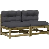 vidaXL Canapés de jardin sans accoudoirs avec coussins 2 pcs. Bois de pin
