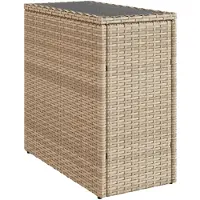 vidaXL Table d'appoint de jardin Plaque de verre Beige 58x27,5x55 cm Poly rotin