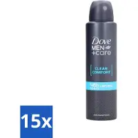 Dove Men+Care – Clean Comfort – Déodorant spray – Antitranspirant – 150 ml - Pack économique - 15 pièces