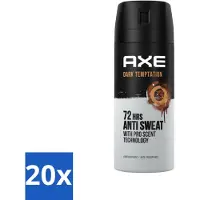 Axe Ax – Déodorant spray – 72 heures anti-transpiration – Tentation sombre – 150 ml - Pack économique - 20 pièces
