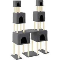 vidaXL Arbre à chat avec colonnes à griffer en sisal gris foncé 199 cm