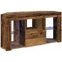 vidaXL Meuble TV LED d'Angle Bois Ancien 107 x 40 x 50 cm