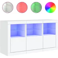 vidaXL Sideboard avec lampes LED blanc 123x37x67 cm