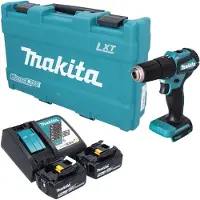 Makita Perceuse-visseuse à percussion sans fil DHP 483 RTK 18 V 40 Nm sans balais + 2 batteries 5,0 Ah + chargeur + mallette