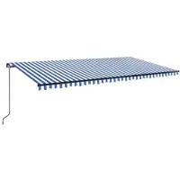 vidaXL Store banne rétractable avec LED 600x300 cm bleu et blanc