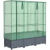 vidaXL Lit surélevé avec serre aspect rotin 120x40x138 cm