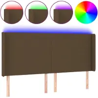 vidaXL Tête de lit LED brun foncé 183x16x118/128 cm Tissu