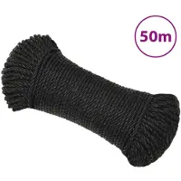 vidaXL Corde de travail noir 3 mm 50 m polypropylène