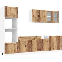 vidaXL Ensemble d'armoires de cuisine Porto 7 pièces imitation vieux bois Matériau dérivé du bois