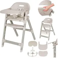 Lionelo Siège haute Matt 3 en 1, évolutif, pliable, avec hauteur réglable, jusqu'à 110 kg - Beige