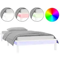 vidaXL Lit en bois massif avec LEDs Blanc 75x190 cm