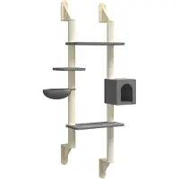 vidaXL Arbre à chat avec colonne griffoir mural gris foncé 180 cm