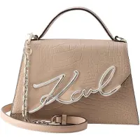 Karl Lagerfeld Sacs à main 'Sac Bandoulière Signature 2.0 Croco Medium Cuir Rose Nude' rose