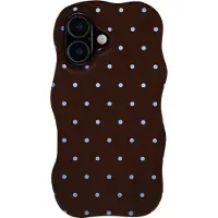 Selencia Coque arrière Vivid Wavy avec MagSafe pour Apple iPhone 16 - Happy Dots Chocolate