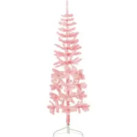 vidaXL Demi sapin de Noël artificiel mince avec support Rose 120 cm