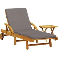 vidaXL Bain de soleil avec support et table en bois massif d'acacia