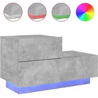 vidaXL Table de chevet avec lumières LED gris béton 70x36x40,5 cm
