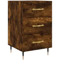 vidaXL Table de chevet chêne fumé 40x40x66 cm bois d'ingénierie