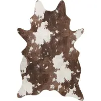 vidaXL Tapis marron et blanc motif vache lavable antidérapant