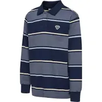 Hummel Loose Striped Long Sleeve Polo Bleu 134-140 cm Enfants