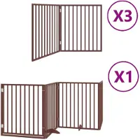 vidaXL Porte pour chien 10 pièces avec porte Pliable Marron 800 cm Bois de peuplier