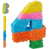 Relaxdays Regenbogen Pinata Zahl mit Zubehör (1 pcs)