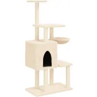 vidaXL Arbre à chat avec colonnes à griffer en sisal Crème 131 cm