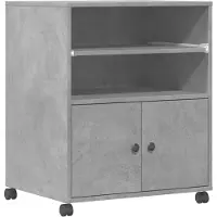 vidaXL Support d'imprimante avec roulettes gris béton 60x48x74 cm