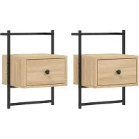 vidaXL Table de chevet murale 2 pcs chêne sonoma 35x30x51 cm