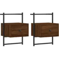 vidaXL Table de chevet murale 2 pcs chêne marron 35x30x51 cm