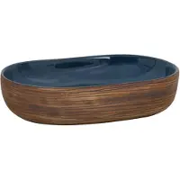 vidaXL Vasque à poser Marron et Bleu Ovale 59x40x14 cm Céramique