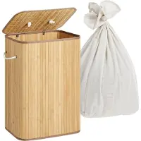 Relaxdays Panier à linge bambou (105 l)