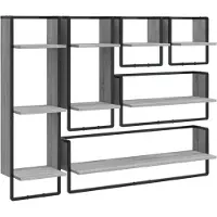 vidaXL Ensemble d'étagères murales avec barres 6 pcs sonoma gris