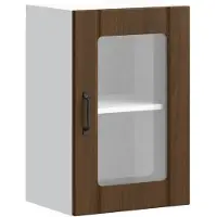 vidaXL Armoire suspendue de cuisine avec porte en verre Lucca brun imitation chêne