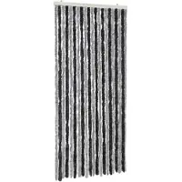 vidaXL Rideau anti-mouches gris et noir 90x200 cm chenille