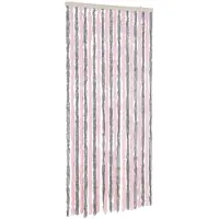 vidaXL Rideau anti-mouches gris argenté et rose 90x200 cm chenille